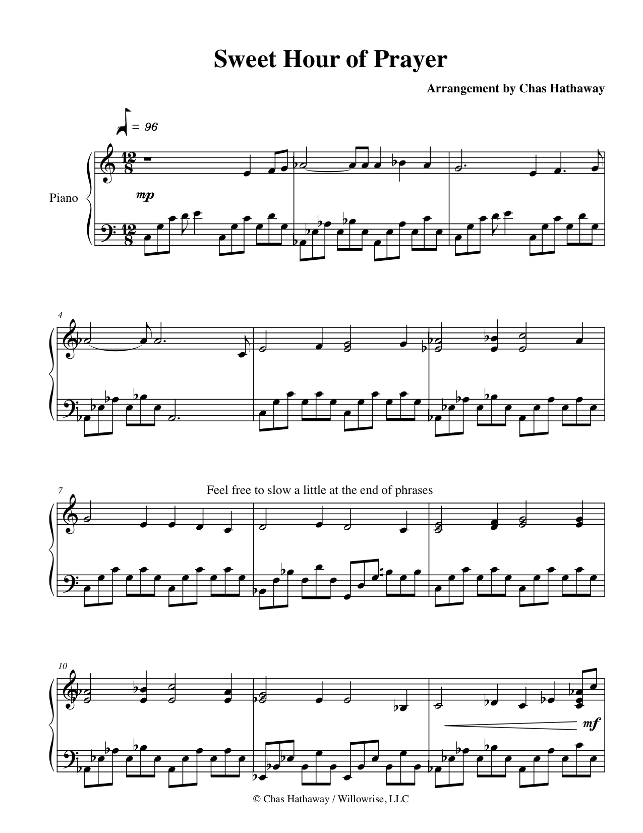 Sweet Hour of Prayer Sheet Music by Chas Hathaway